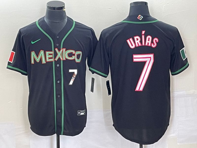 Men 2023 World Cub Mexico #7 Urias Black white Nike MLB Jersey32
